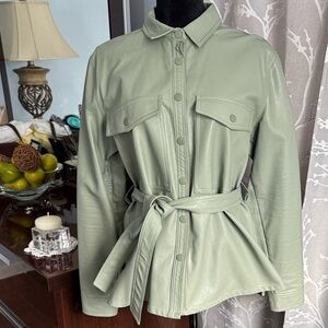 Stradivarius Olive Faux Leather shirt